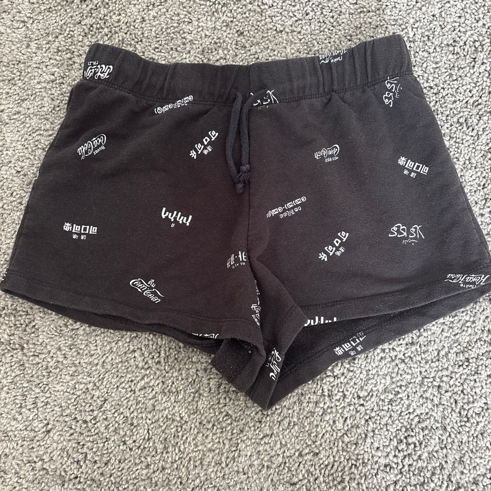 Coca Cola Black and White Graphic Shorts